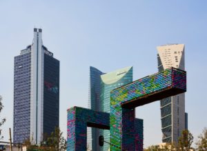 artwork, skyscrapers, Paseo de la Reforma, Mexico City artwork, skyscrapers, Paseo de la Reforma, Mexico City
