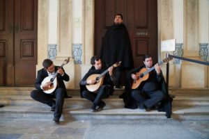 4 men singing, playing Fado music, Coimbra guitar, Portuguese guitar, Coimbra University, Portugal 4 men singing, playing Fado music, Coimbra guitar, Portuguese guitar, Coimbra University, Portugal