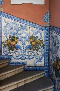 hand painted tiles, steps, house, Coimbra, Portugal hand painted tiles, steps, house, Coimbra, Portugal