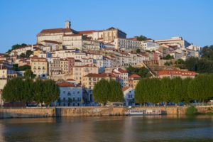 Coimbra University on hilltop, evening light, Portugal Coimbra University on hilltop, evening light, Portugal