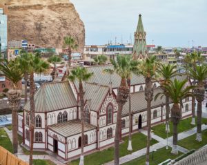 San Marcos Cathedral built by Gustave Eiffel in Paris and erected 1876 in Arica, Chile San Marcos Cathedral built by Gustave Eiffel in Paris and erected 1876 in Arica, Chile