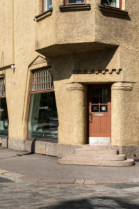 Helsinki, Altstadt, Jugendstil, Eckhaus Pohjoinen Makasiinikatu, Fabianinkatu, Laden Helsinki, Altstadt, Jugendstil, Eckhaus Pohjoinen Makasiinikatu, Fabianinkatu, Laden