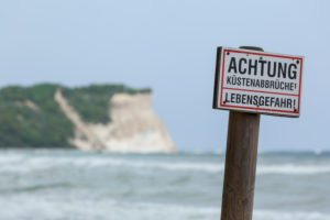 Baltic Sea, island of Rügen, Cape Arkona, steep coast, information sign, danger to life