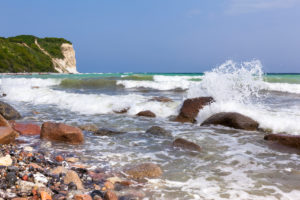 island of Rügen, Cape Arkona, cliff, beach, wave, spray
