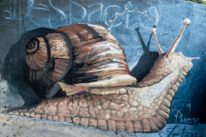 Spanien, Granada, Realejo, Streetart des Künstlers Raul Ruiz, Schnecke Spanien, Granada, Realejo, Streetart des Künstlers Raul Ruiz, Schnecke
