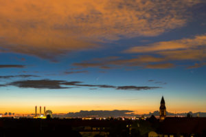 Comet "Neowise" (C / 2020 F3) over Berlin, dusk, distant view to the north Comet "Neowise" (C / 2020 F3) over Berlin, dusk, distant view to the north