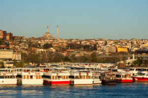 Turkey, Istanbul, Bosporus, Karaköy, morning mood, view to the Suleyman mosque, ferry port Turkey, Istanbul, Bosporus, Karaköy, morning mood, view to the Suleyman mosque, ferry port