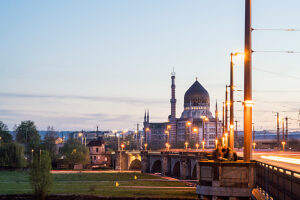 Dresden,  Yenidze,  Marienbrücke,  evening light