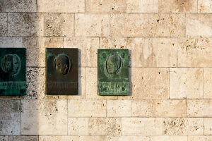 Olympiastadion Berlin, memorial plaque for the architects, Werner March (right)