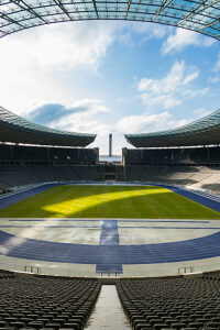 Olympiastadion Berlin, visual axis from the main entrance to the bell tower