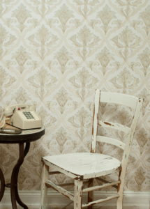weißer Stuhl, Telefon, Tapete, Tisch weißer Stuhl, Telefon, Tapete, Tisch