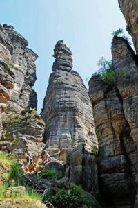 The romantic Bielatal with the bizarrely towering climbing rock small and big Hercules' Pillars is one of the most popular hiking destinations in the Saxon Switzerland. The romantic Bielatal with the bizarrely towering climbing rock small and big Hercules' Pillars is one of the most popular hiking destinations in the Saxon Switzerland.