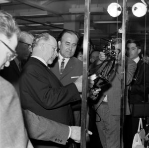 Chairman of the State Council of the GDR Walter Ulbricht on a tour of the fair at the 1966 Autumn Fair in Leipzig Chairman of the State Council of the GDR Walter Ulbricht on a tour of the fair at the 1966 Autumn Fair in Leipzig