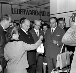State Council Chairman of the GDR Walter Ulbricht with Lotte Ulbrich, Willi Stoph and other officials on a tour of the fair at the 1966 Autumn Fair in Leipzig State Council Chairman of the GDR Walter Ulbricht with Lotte Ulbrich, Willi Stoph and other officials on a tour of the fair at the 1966 Autumn Fair in Leipzig