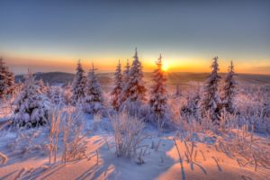 Germany, Thuringia, mountain Kickelhahn, Ilmenau, winter forest, sunrise, Germany, Thuringia, mountain Kickelhahn, Ilmenau, winter forest, sunrise,