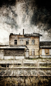 Railway station, track, station, dilapidated, closed, digitally processed, RailArt Railway station, track, station, dilapidated, closed, digitally processed, RailArt