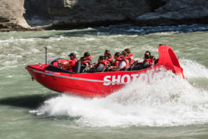New Zealand, Queenstown, Otago, speed boat, tourists New Zealand, Queenstown, Otago, speed boat, tourists