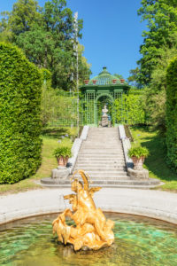 Fountain and pavilion in the palace gardens of Linderhof Palace, Upper Bavaria, Bavaria, Germany Fountain and pavilion in the palace gardens of Linderhof Palace, Upper Bavaria, Bavaria, Germany
