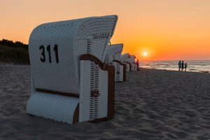 Beach chairs on the beach in Zingst, Fischland-Darß-Zingst peninsula, Mecklenburg-Vorpommern, Germany