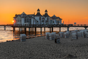 Pier on the beach of Sellin, Island of Rügen, Mecklenburg-Western Pomerania, Germany