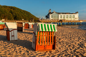 Pier on the beach of Sellin, Island of Rügen, Mecklenburg-Western Pomerania, Germany