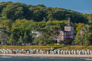 Beach and spa architecture in Binz, island of Rügen, Mecklenburg-Western Pomerania, Germany