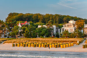 Beach and spa architecture in Binz, island of Rügen, Mecklenburg-Western Pomerania, Germany