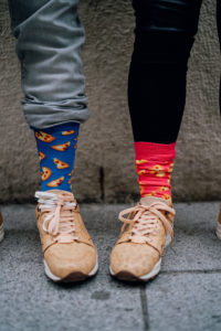 Couple with colorful socks, detail Couple with colorful socks, detail