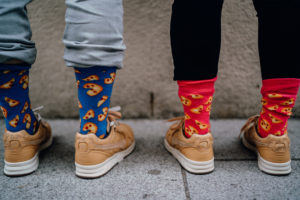 Couple with colorful socks, detail Couple with colorful socks, detail