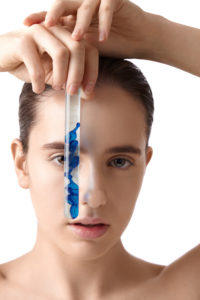 Woman, cosmetics, ampoule, care product, clean fresh beauty Woman, cosmetics, ampoule, care product, clean fresh beauty