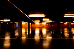 Car park at night, Zeeland, the Netherlands Car park at night, Zeeland, the Netherlands