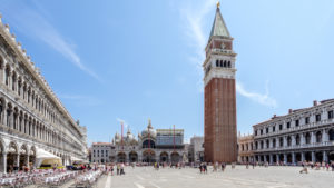 Campanile and St. Mark's Basilica on the St. Mark's Square, Venice, Veneto, Italy Campanile and St. Mark's Basilica on the St. Mark's Square, Venice, Veneto, Italy