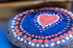 painted stone, dots, heart, Stone Art painted stone, dots, heart, Stone Art