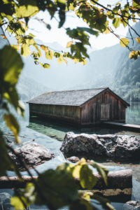 Norway, Berchtesgadener country, boathouse at the lake "Obersee" (Königssee) Norway, Berchtesgadener country, boathouse at the lake "Obersee" (Königssee)