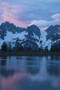 Austria, Wilder Kaiser, lake, dusk Austria, Wilder Kaiser, lake, dusk