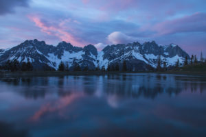 Austria, Wilder Kaiser, lake, dusk Austria, Wilder Kaiser, lake, dusk