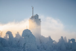 Germany, Saxony, Ore Mountains, Fichtelberg in winter at sunrise Germany, Saxony, Ore Mountains, Fichtelberg in winter at sunrise