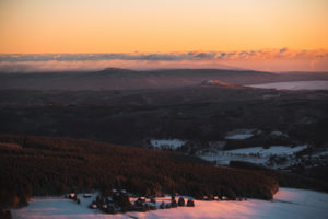 Germany, Saxony, Ore Mountains, Fichtelberg in winter at sunrise Germany, Saxony, Ore Mountains, Fichtelberg in winter at sunrise