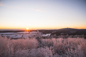 Germany, Saxony, Ore Mountains, Fichtelberg in winter at sunrise Germany, Saxony, Ore Mountains, Fichtelberg in winter at sunrise