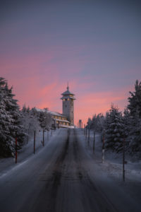 Germany, Saxony, Ore Mountains, Fichtelberg in winter at sunrise Germany, Saxony, Ore Mountains, Fichtelberg in winter at sunrise