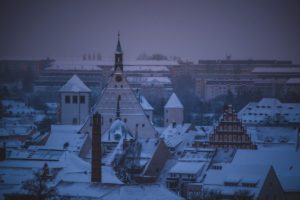 Germany, Saxony, Ore Mountains, Freiberg, city view in winter Germany, Saxony, Ore Mountains, Freiberg, city view in winter