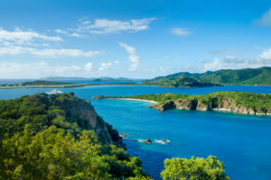 Panoramic view from Great Camanoe Island to Little Camanoe Island, Tortola and Beef Island on British Virgin Islands, Caribbean Panoramic view from Great Camanoe Island to Little Camanoe Island, Tortola and Beef Island on British Virgin Islands, Caribbean