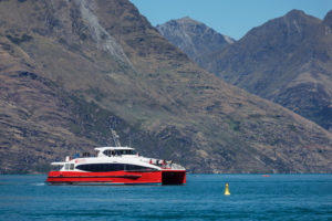 Tour boat on Lake Wakatipu, Queenstown, Otago, South Island, New Zealand, Oceania Tour boat on Lake Wakatipu, Queenstown, Otago, South Island, New Zealand, Oceania