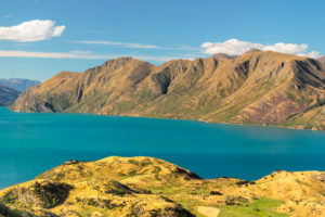 View over Lake Wanaka from Roy's Peak Track, Otago, South Island, New Zealand, Oceania View over Lake Wanaka from Roy's Peak Track, Otago, South Island, New Zealand, Oceania