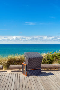 View from the promenade to the North Sea, Wenningstedt, Sylt Island, Schleswig-Holstein, Germany
