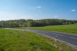 Country road, field, sky, spring, Vogelsberg, Hesse, Germany Country road, field, sky, spring, Vogelsberg, Hesse, Germany