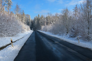 Road, forest, winter, Odenwald, Baden-Württemberg, Germany Road, forest, winter, Odenwald, Baden-Württemberg, Germany