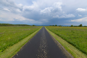 Road, thunderstorm, spring, Koppelhutweg, Hausen, Lange Rhön, Rhön, Bavaria, Germany Road, thunderstorm, spring, Koppelhutweg, Hausen, Lange Rhön, Rhön, Bavaria, Germany