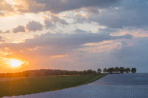 Landscape, solar panel, sunset, summer, Neundorf, Bavaria, Germany Landscape, solar panel, sunset, summer, Neundorf, Bavaria, Germany