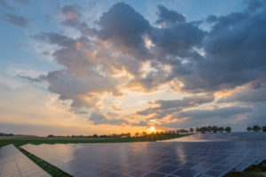 Landscape, solar panel, sunset, summer, Neundorf, Bavaria, Germany Landscape, solar panel, sunset, summer, Neundorf, Bavaria, Germany